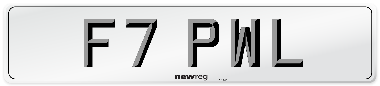 F7 PWL Number Plate from New Reg
